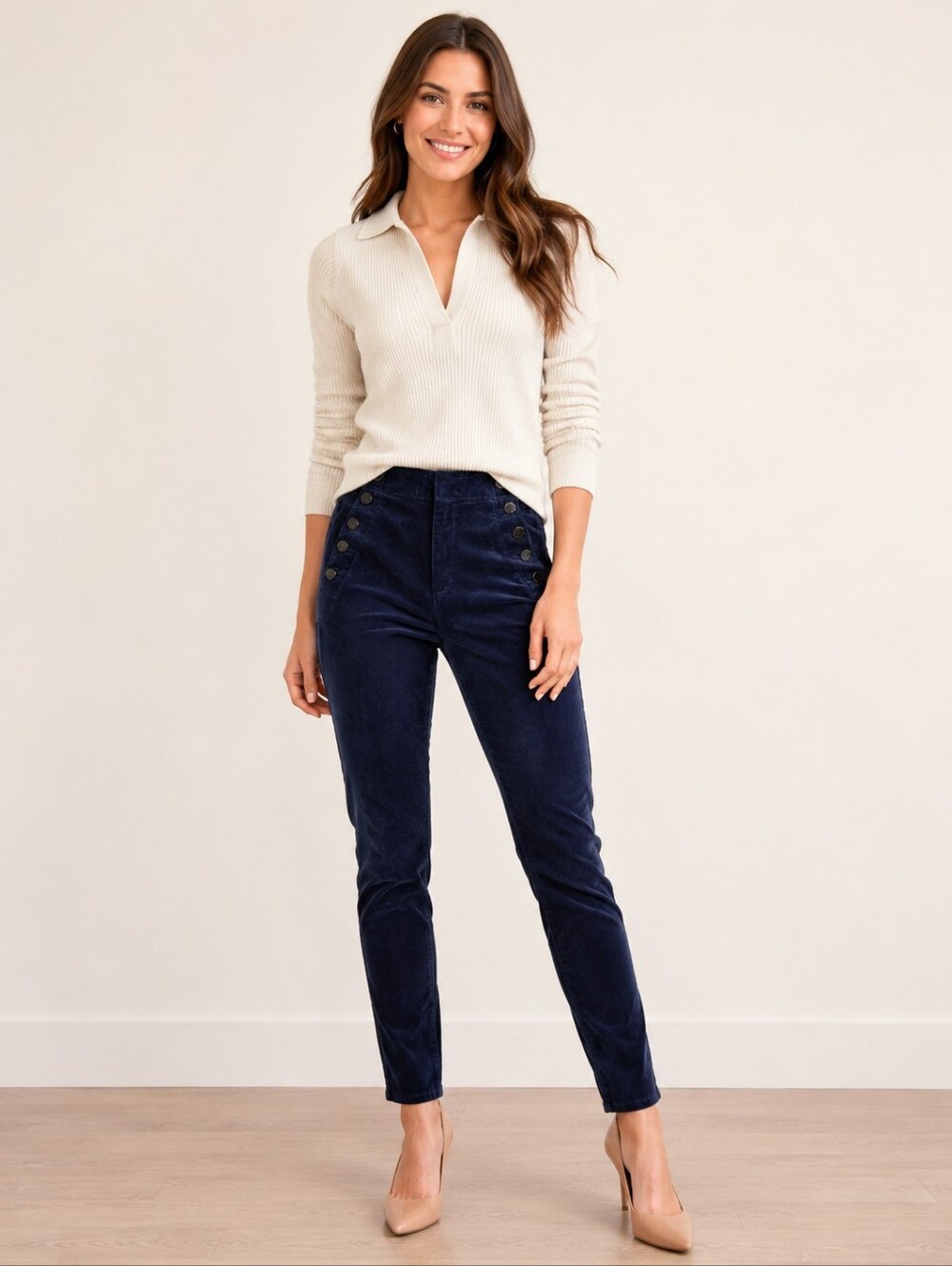 ❤ NWT! ANN TAYLOR LOFT SAILOR STYLE HIGH RISE VELOUR SKINNY PANTS, 2 (26)